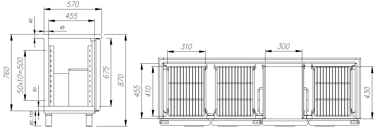 Холодильный стол CARBOMA T57 M3‑1‑G 9005‑1(2)9 (BAR‑360C) 