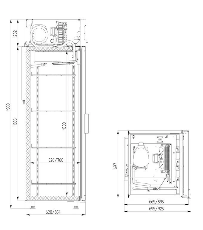 Холодильный шкаф со стеклянной дверью Polair DM105-S (без канапе) 
