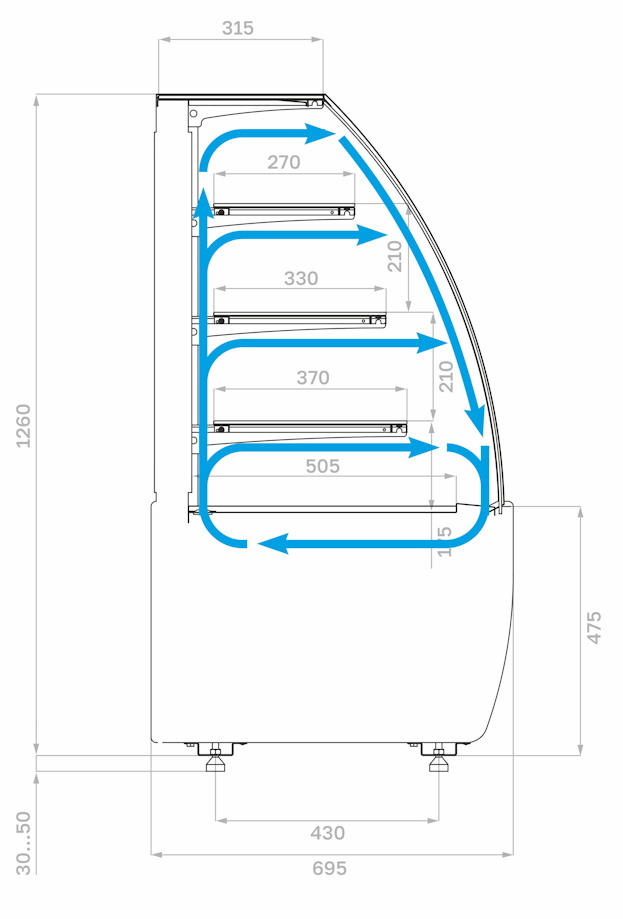 Кондитерская витрина CARBOMA FLANDRIA 2 STANDARD K70 VV 0,9‑1 2.0 